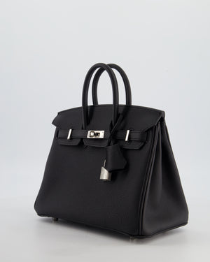 *HOT & RARE* Hermès Birkin 25 Retourne Bag in Noir Togo Leather with Palladium Hardware