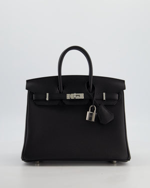 *HOT & RARE* Hermès Birkin 25 Retourne Bag in Noir Togo Leather with Palladium Hardware