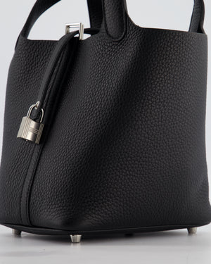 Hermès Picotin Lock 18 Bag in Noir Clemence Leather with Palladium Hardware