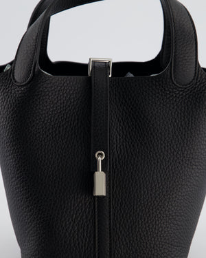 Hermès Picotin Lock 18 Bag in Noir Clemence Leather with Palladium Hardware
