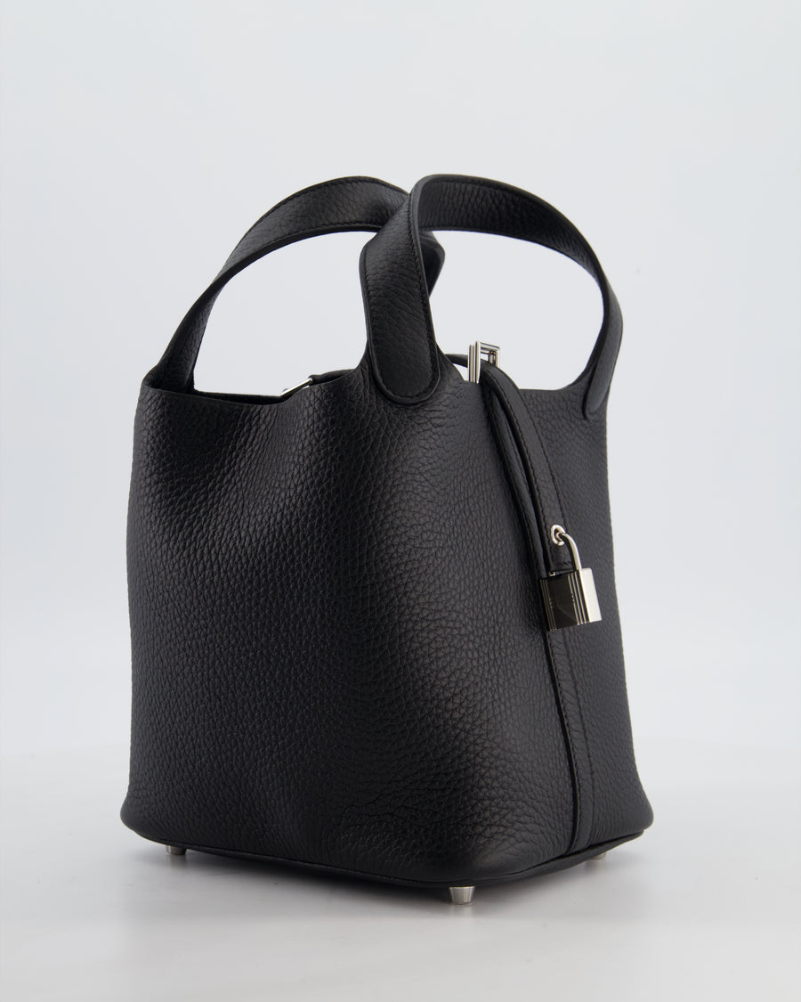 Hermès Picotin Lock 18 Bag in Noir Clemence Leather with Palladium Hardware