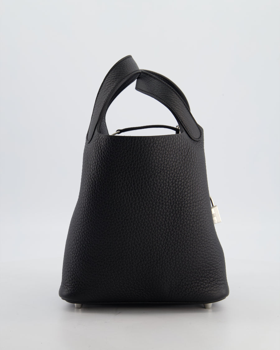 Hermès Picotin Lock 18 Bag in Noir Clemence Leather with Palladium Hardware
