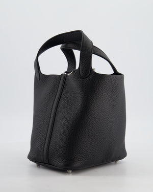 Hermès Picotin Lock 18 Bag in Noir Clemence Leather with Palladium Hardware
