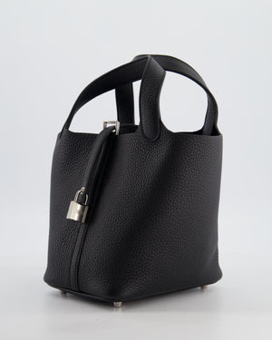 Hermès Picotin Lock 18 Bag in Noir Clemence Leather with Palladium Hardware