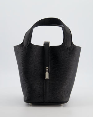 Hermès Picotin Lock 18 Bag in Noir Clemence Leather with Palladium Hardware