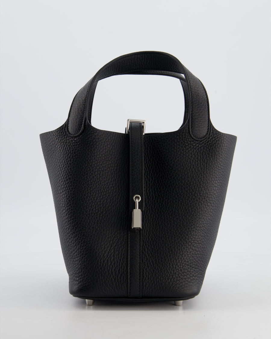 Hermès Picotin Lock 18 Bag in Noir Clemence Leather with Palladium Hardware