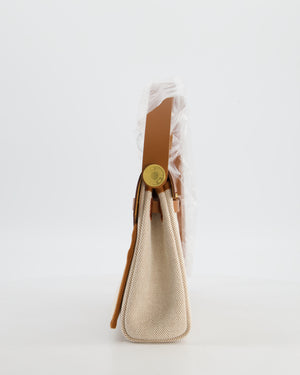 *HOT & RARE* Hermès Mini Herbag Zip 20 Bag in Fauve Vache Hunter Leather & Ecru/Beige Viking Canvas with Gold Hardware