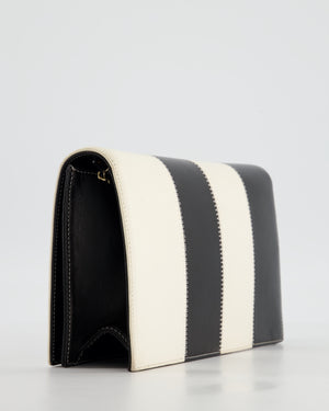 Chanel Black & White Lambskin CC Embroidered Clutch on Chain Bag with Gold Hardware