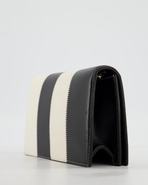 Chanel Black & White Lambskin CC Embroidered Clutch on Chain Bag with Gold Hardware