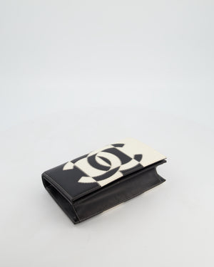 Chanel Black & White Lambskin CC Embroidered Clutch on Chain Bag with Gold Hardware