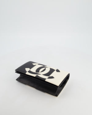 Chanel Black & White Lambskin CC Embroidered Clutch on Chain Bag with Gold Hardware