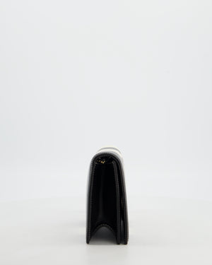 Chanel Black & White Lambskin CC Embroidered Clutch on Chain Bag with Gold Hardware