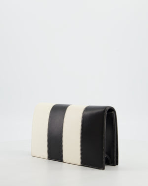 Chanel Black & White Lambskin CC Embroidered Clutch on Chain Bag with Gold Hardware