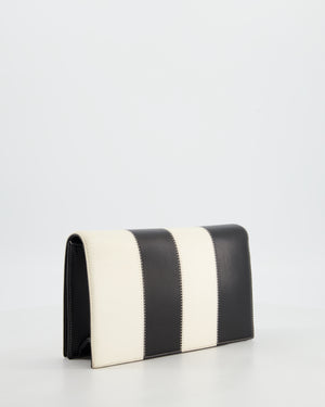 Chanel Black & White Lambskin CC Embroidered Clutch on Chain Bag with Gold Hardware