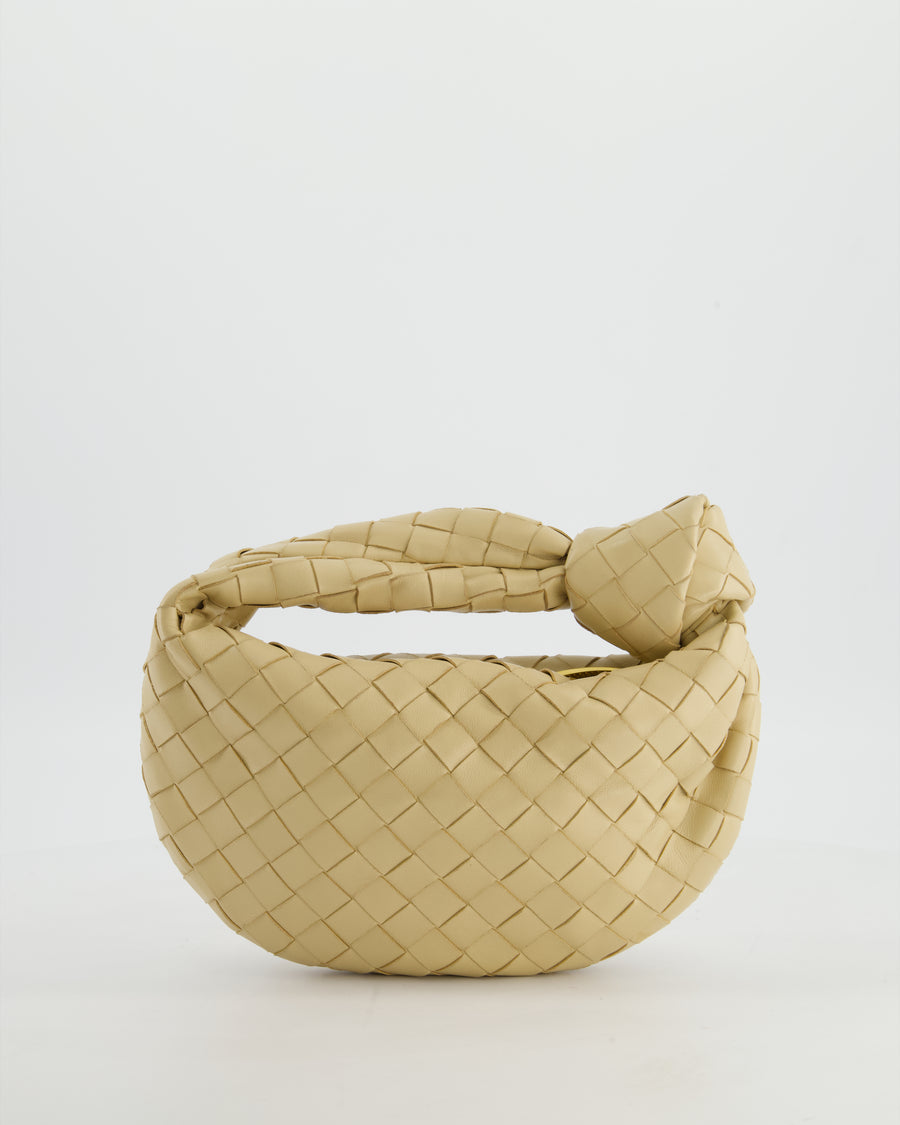 Bottega Veneta Beige Mini Jodie Bag in Intreccato Leather with Gold Hardware RRP £2,200