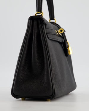 *FIRE PRICE* Hermès Kelly 25 Retourne Bag in Noir Togo Leather with Gold Hardware