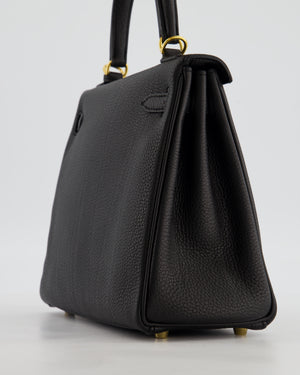 *FIRE PRICE* Hermès Kelly 25 Retourne Bag in Noir Togo Leather with Gold Hardware