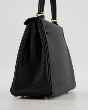 *FIRE PRICE* Hermès Kelly 25 Retourne Bag in Noir Togo Leather with Gold Hardware