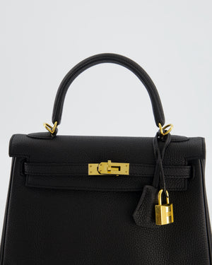 *FIRE PRICE* Hermès Kelly 25 Retourne Bag in Noir Togo Leather with Gold Hardware