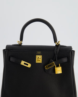 *FIRE PRICE* Hermès Kelly 25 Retourne Bag in Noir Togo Leather with Gold Hardware