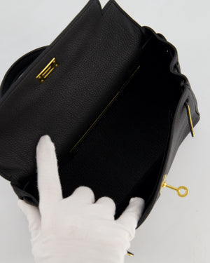 *FIRE PRICE* Hermès Kelly 25 Retourne Bag in Noir Togo Leather with Gold Hardware