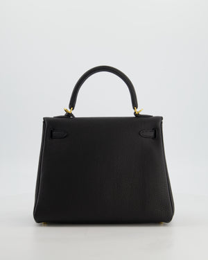 *FIRE PRICE* Hermès Kelly 25 Retourne Bag in Noir Togo Leather with Gold Hardware
