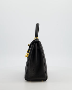 *FIRE PRICE* Hermès Kelly 25 Retourne Bag in Noir Togo Leather with Gold Hardware