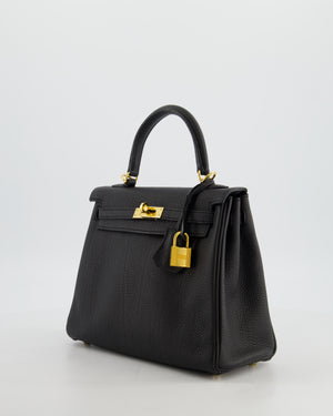 *FIRE PRICE* Hermès Kelly 25 Retourne Bag in Noir Togo Leather with Gold Hardware