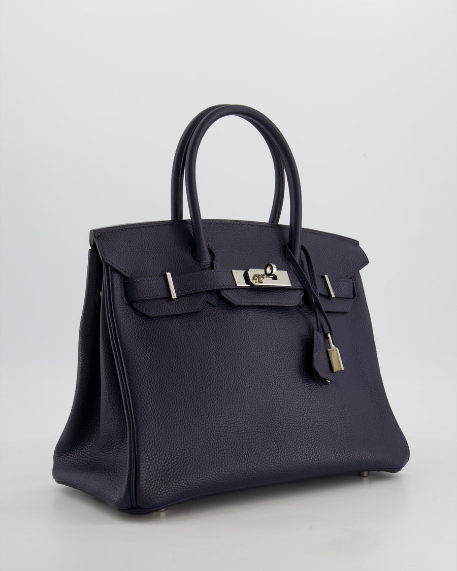 Hermès Birkin 30 Retourne Bag in Bleu Nuit Togo Leather with Palladium Hardware
