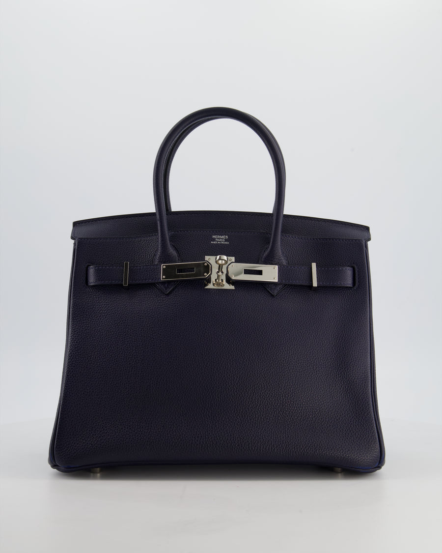 Hermès Birkin 30 Retourne Bag in Bleu Nuit Togo Leather with Palladium Hardware