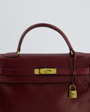 *FIRE PRICE* Hermès Vintage Kelly 32 Bag in Rouge H Box Leather with Gold Hardware