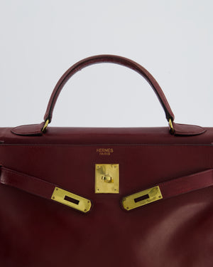 *FIRE PRICE* Hermès Vintage Kelly 32 Bag in Rouge H Box Leather with Gold Hardware