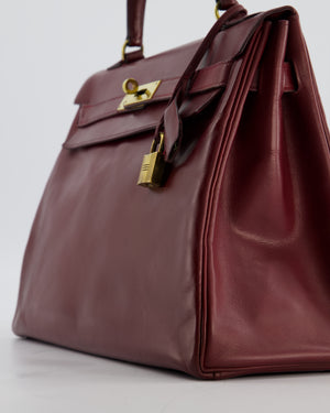 *FIRE PRICE* Hermès Vintage Kelly 32 Bag in Rouge H Box Leather with Gold Hardware