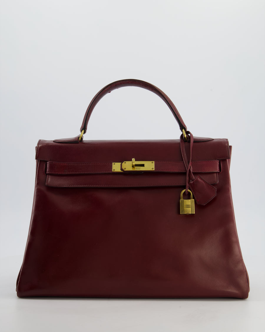 *FIRE PRICE* Hermès Vintage Kelly 32 Bag in Rouge H Box Leather with Gold Hardware