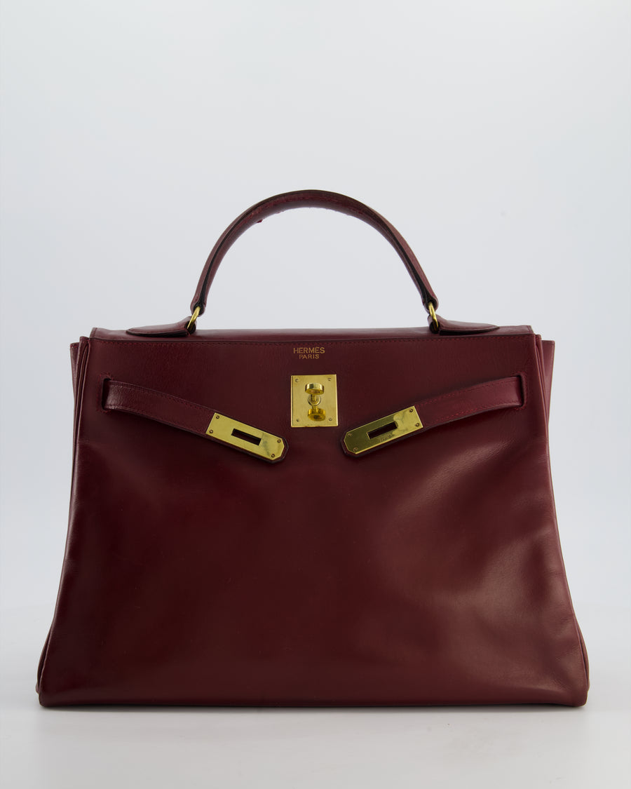 *FIRE PRICE* Hermès Vintage Kelly 32 Bag in Rouge H Box Leather with Gold Hardware
