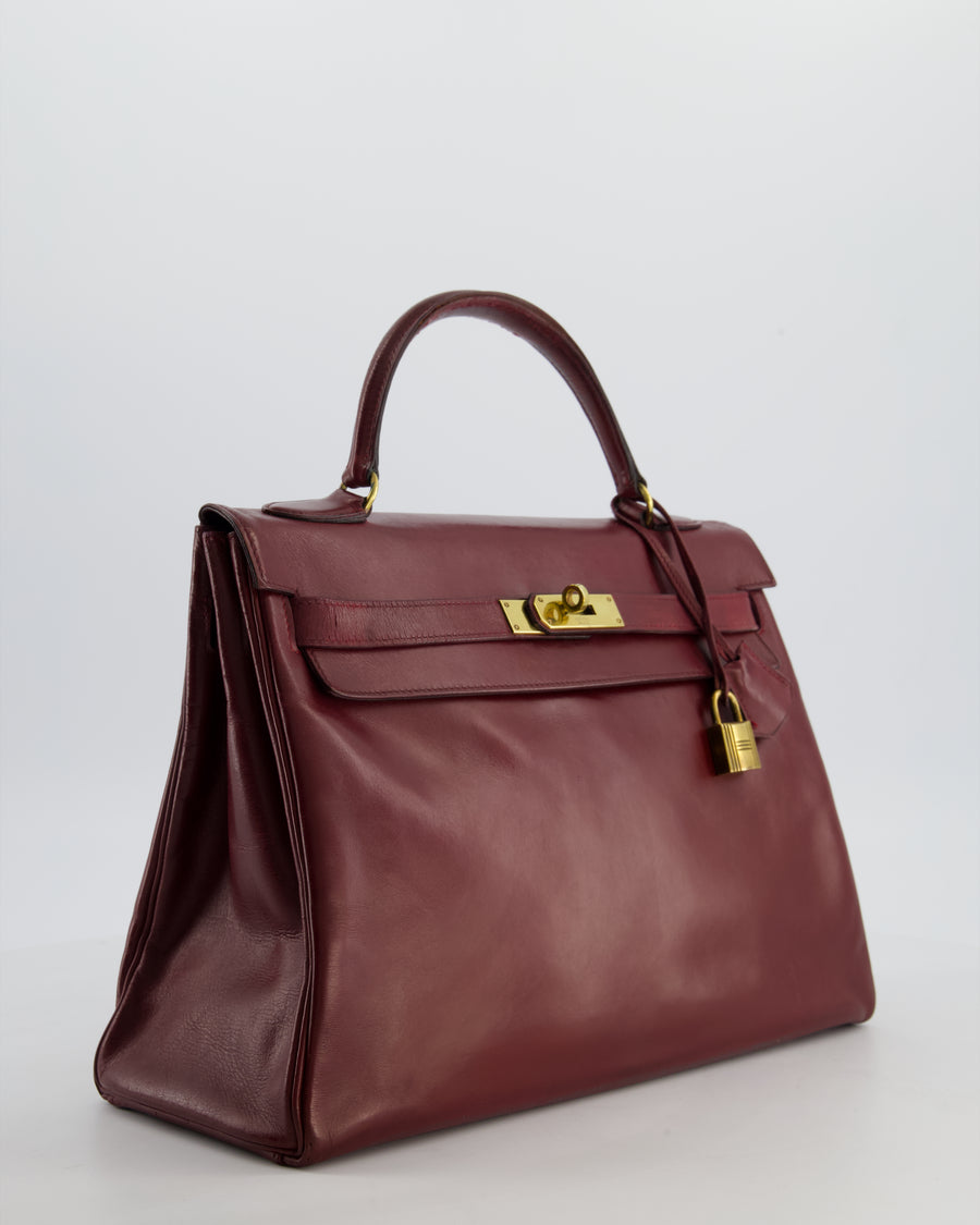 *FIRE PRICE* Hermès Vintage Kelly 32 Bag in Rouge H Box Leather with Gold Hardware