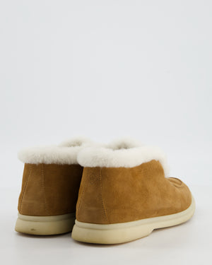 Loro Piana Camel Suede & Cream Fur Open Walk Ankle Boots Size EU 38.5