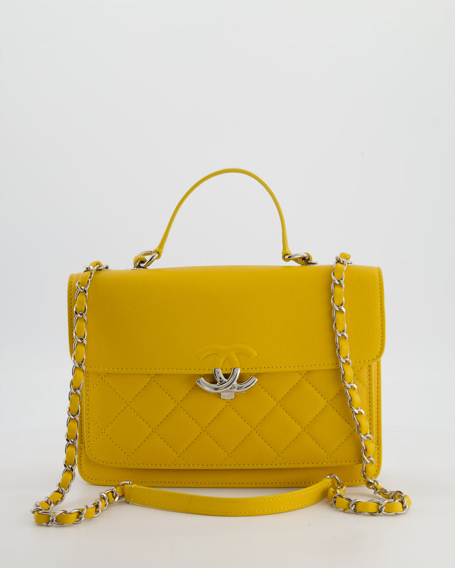 *FIRE PRICE* Chanel Yellow CC Box Bag in Caviar Leather with Silver Hardware