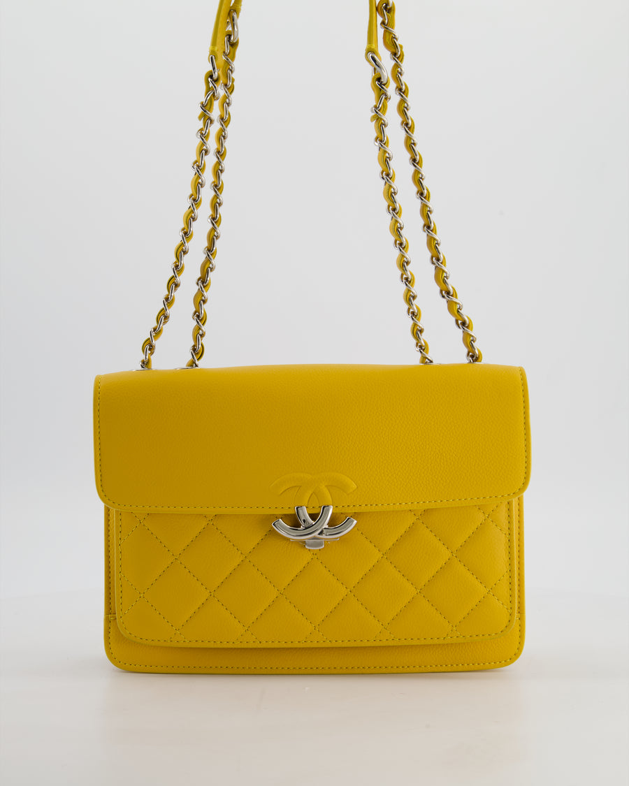 *FIRE PRICE* Chanel Yellow CC Box Bag in Caviar Leather with Silver Hardware