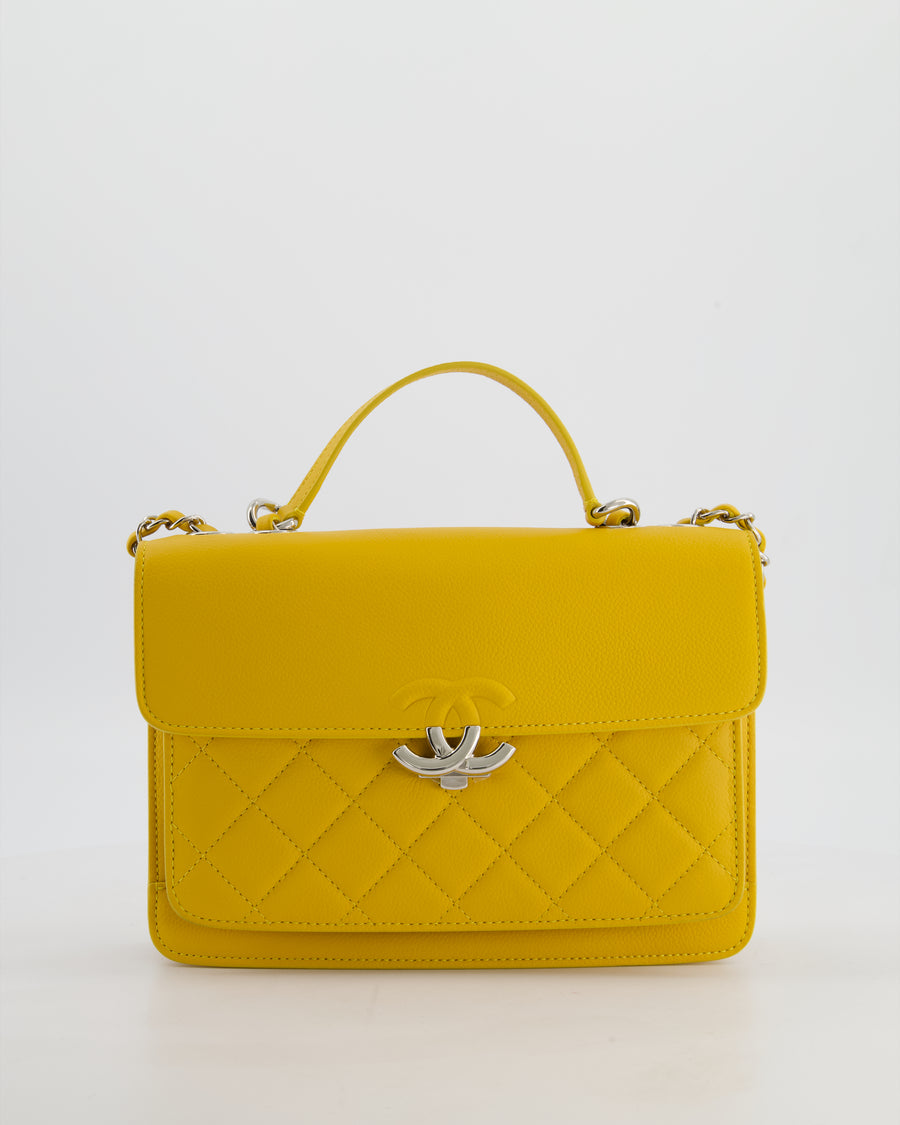 *FIRE PRICE* Chanel Yellow CC Box Bag in Caviar Leather with Silver Hardware