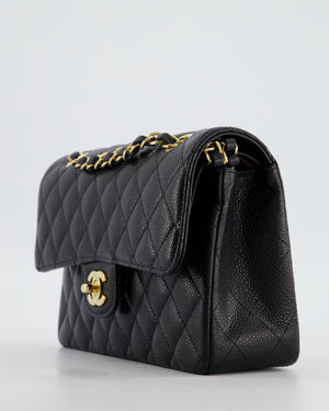 Chanel Black Small Classic Double Flap Bag in Caviar Leather with Gold Hardware