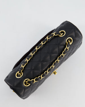Chanel Black Small Classic Double Flap Bag in Caviar Leather with Gold Hardware