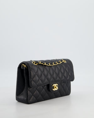 Chanel Black Small Classic Double Flap Bag in Caviar Leather with Gold Hardware