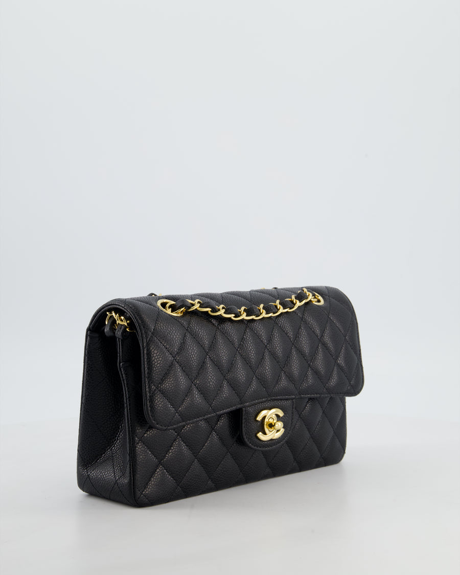 Chanel Black Small Classic Double Flap Bag in Caviar Leather with Gold Hardware