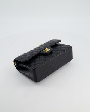 Chanel Black Small Classic Double Flap Bag in Caviar Leather with Gold Hardware