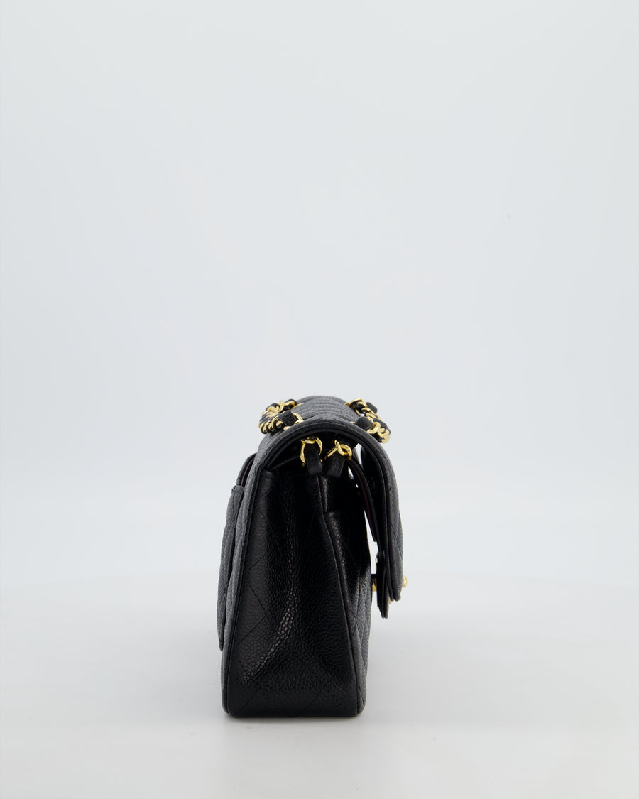 Chanel Black Small Classic Double Flap Bag in Caviar Leather with Gold Hardware