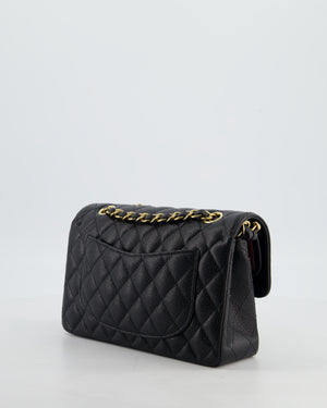 Chanel Black Small Classic Double Flap Bag in Caviar Leather with Gold Hardware