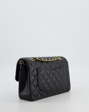Chanel Black Small Classic Double Flap Bag in Caviar Leather with Gold Hardware
