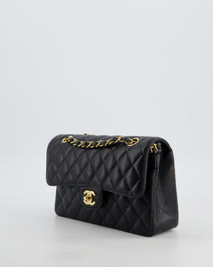 Chanel Black Small Classic Double Flap Bag in Caviar Leather with Gold Hardware