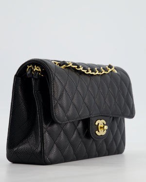 Chanel Black Small Classic Double Flap Bag in Caviar Leather with Gold Hardware